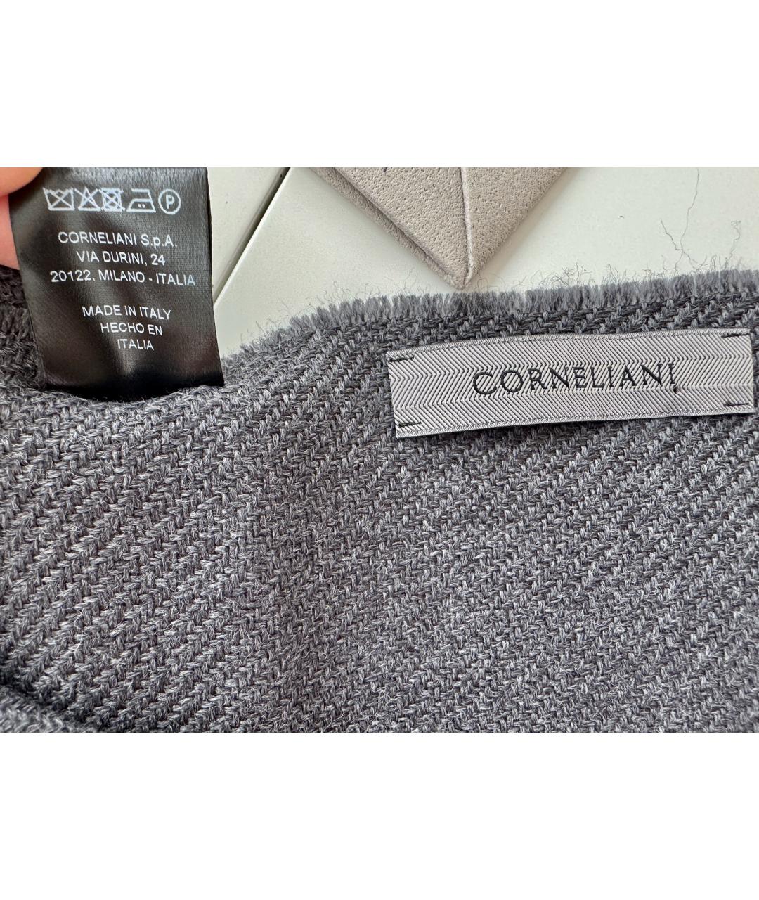 CORNELIANI Серый шерстяной шарф, фото 3