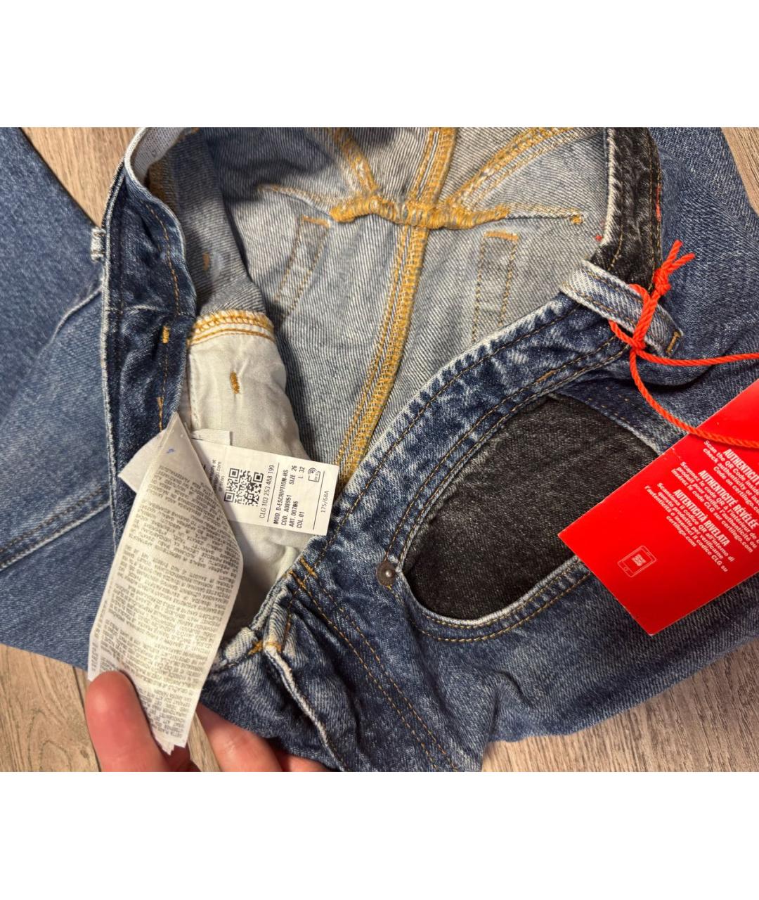 DIESEL Синие хлопковые прямые джинсы, фото 4