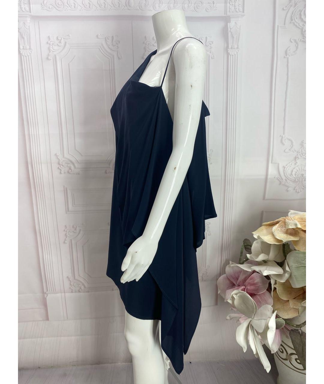 JO NO FUI Темно-синее шелковое коктейльное платье, фото 8