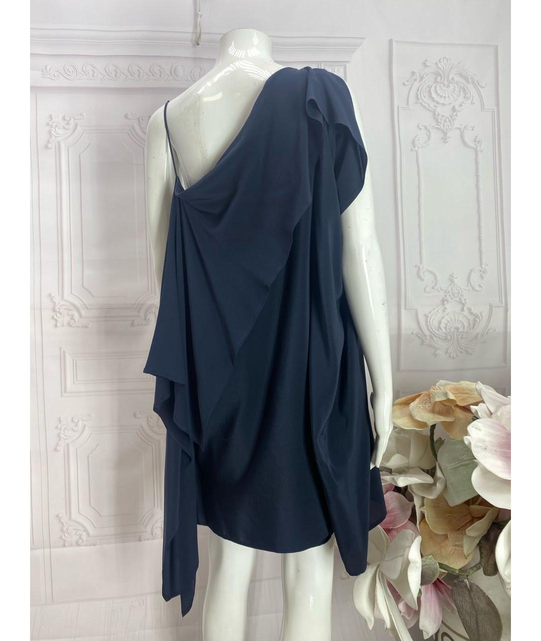 JO NO FUI Темно-синее шелковое коктейльное платье, фото 4