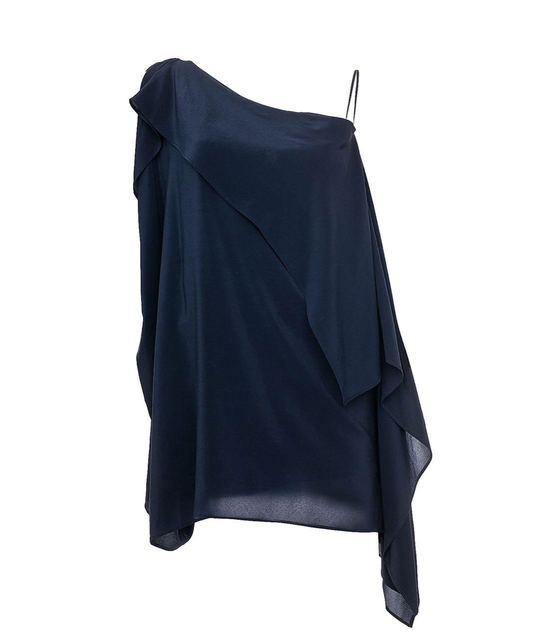 JO NO FUI Темно-синее шелковое коктейльное платье, фото 9