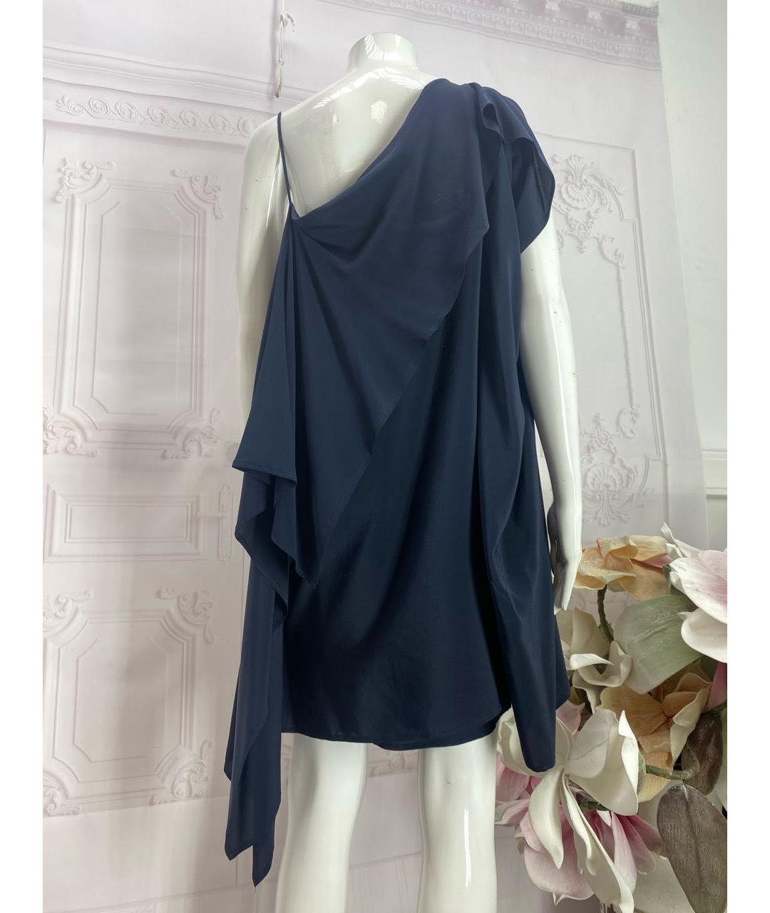 JO NO FUI Темно-синее шелковое коктейльное платье, фото 7