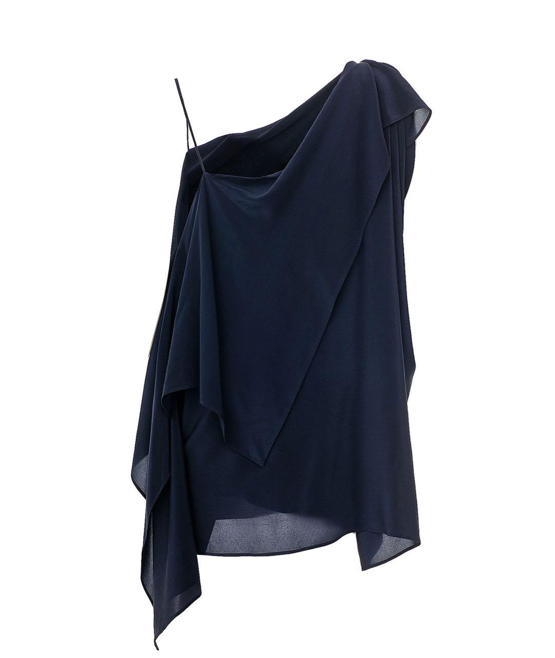 JO NO FUI Темно-синее шелковое коктейльное платье, фото 2