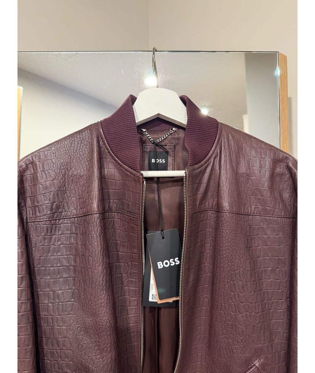 HUGO BOSS Бордовая кожаная куртка, фото 3