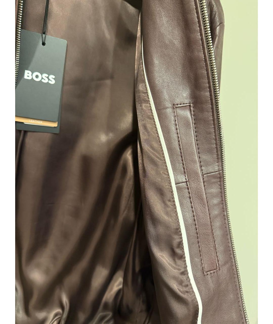 HUGO BOSS Бордовая кожаная куртка, фото 8