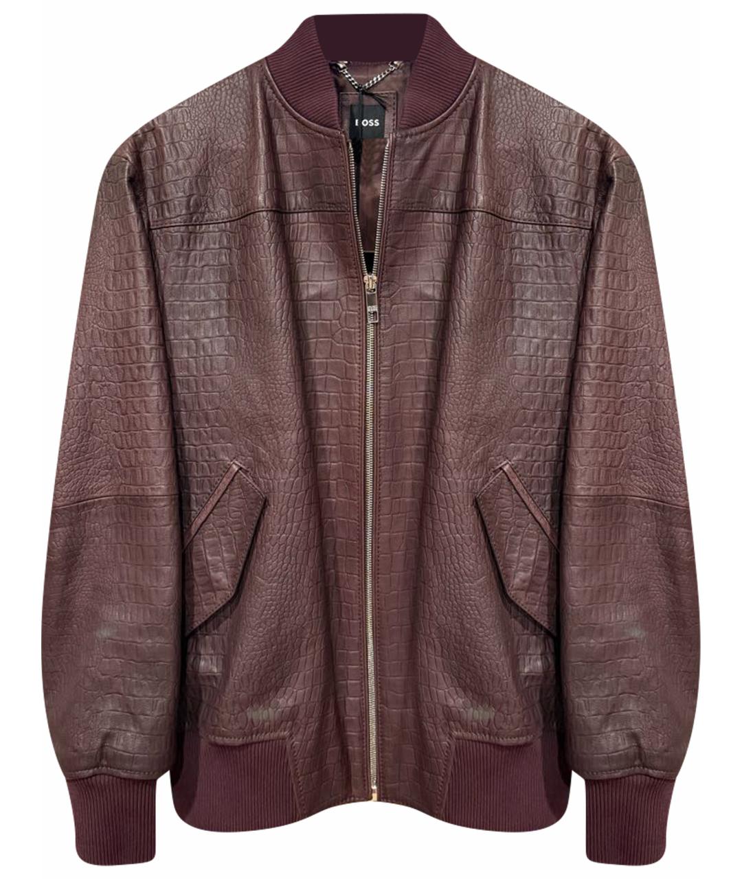 HUGO BOSS Бордовая кожаная куртка, фото 1