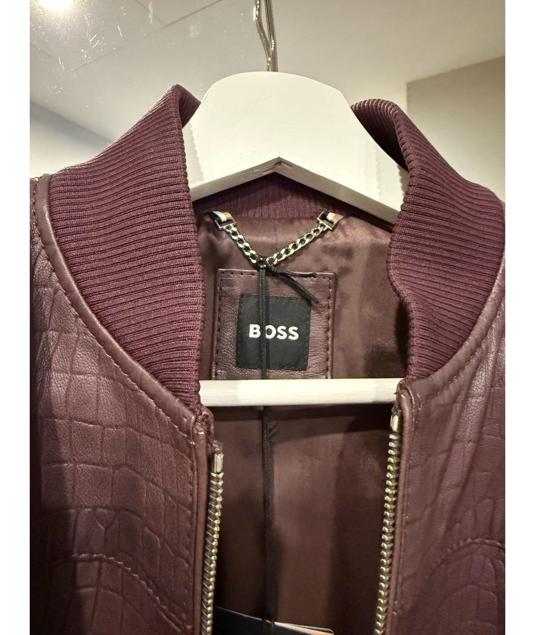 HUGO BOSS Бордовая кожаная куртка, фото 4