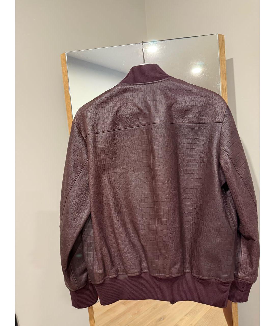 HUGO BOSS Бордовая кожаная куртка, фото 2