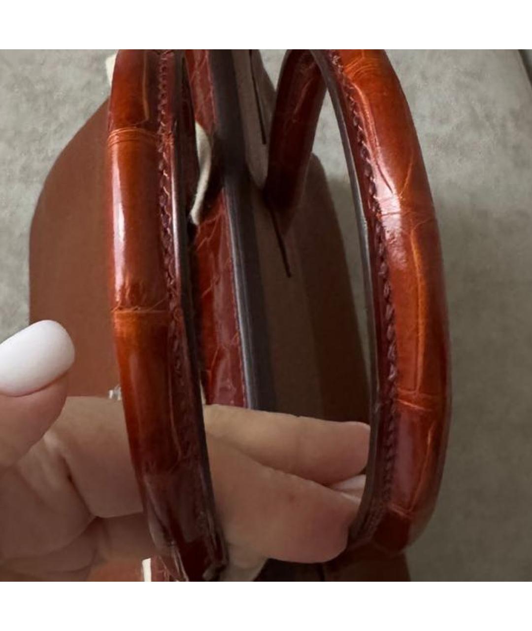 HERMES Коричневая кожаная сумка с короткими ручками, фото 8