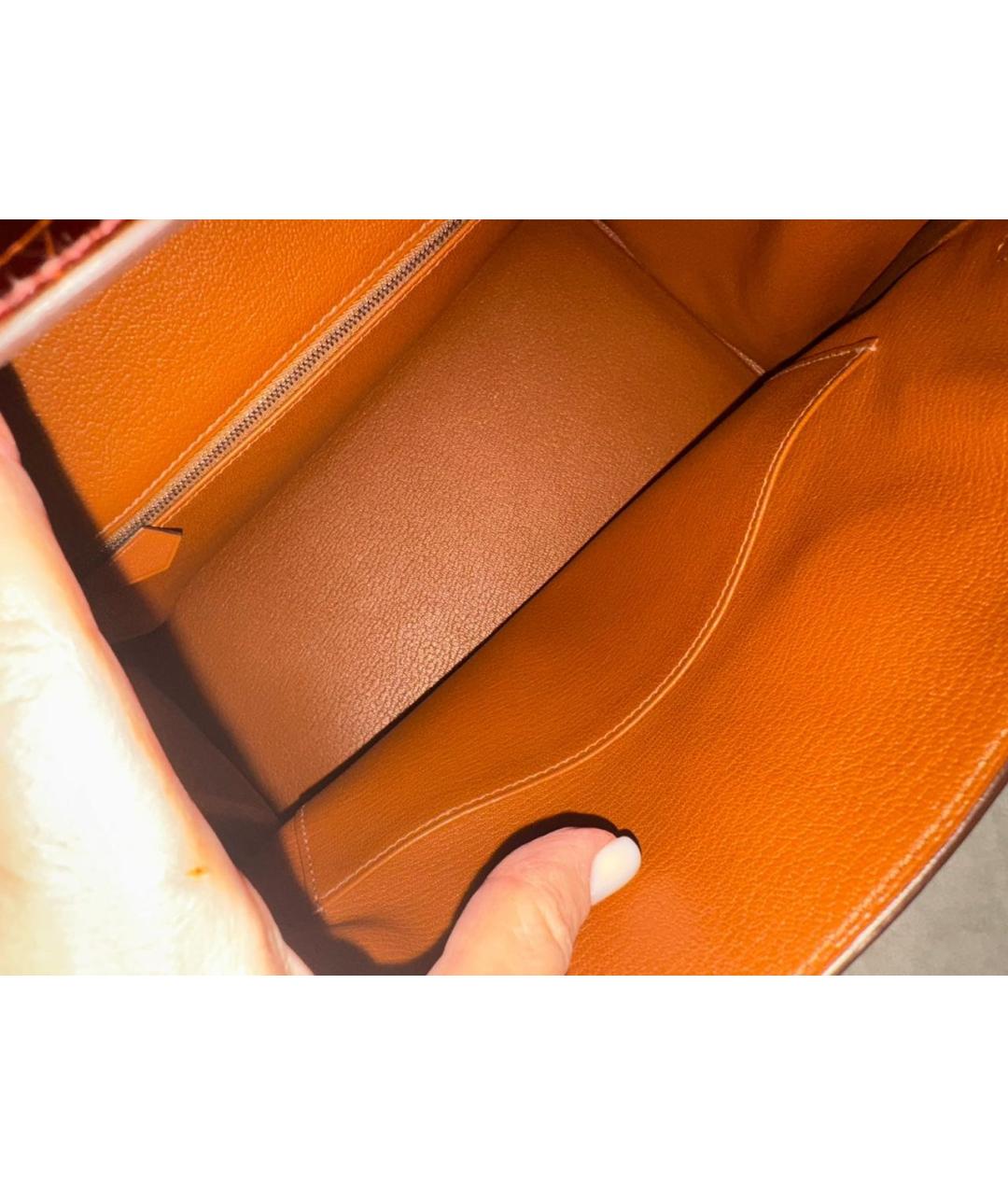 HERMES Коричневая кожаная сумка с короткими ручками, фото 4
