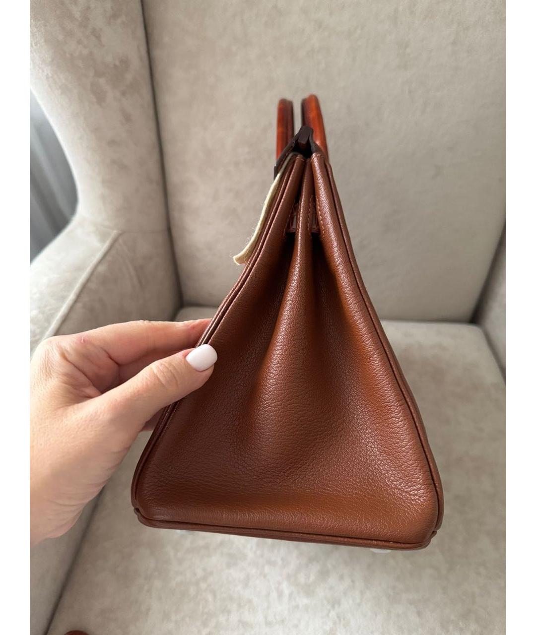 HERMES Коричневая кожаная сумка с короткими ручками, фото 2