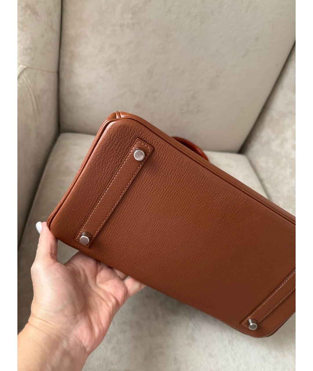 HERMES Коричневая кожаная сумка с короткими ручками, фото 7