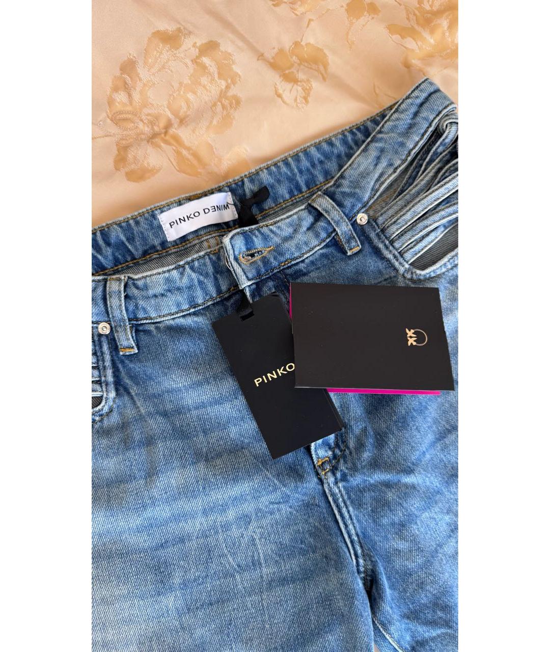 PINKO Синие хлопковые прямые джинсы, фото 2