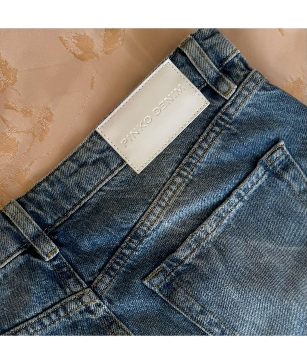 PINKO Синие хлопковые прямые джинсы, фото 6