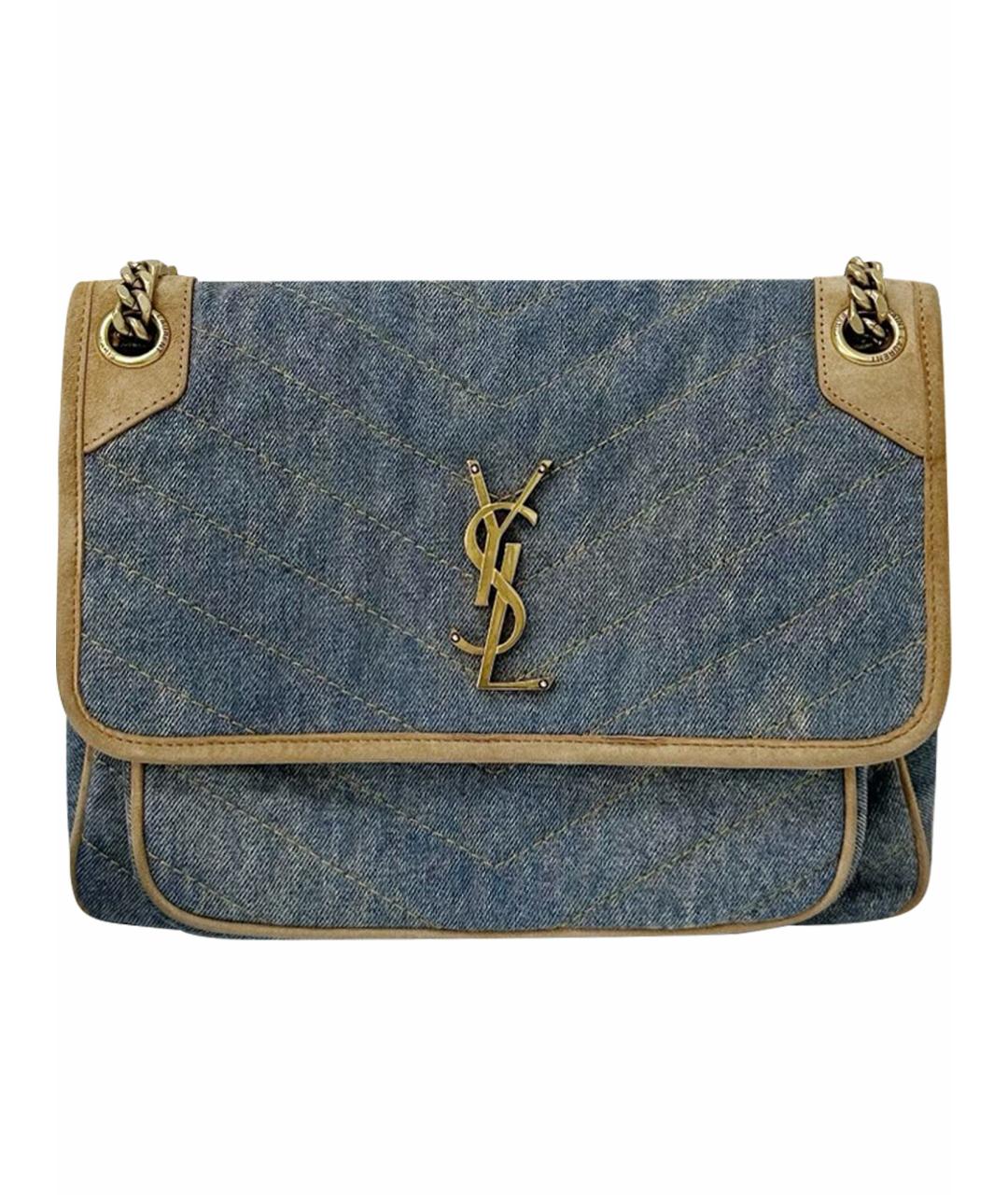 SAINT LAURENT Голубая деним сумка через плечо, фото 1
