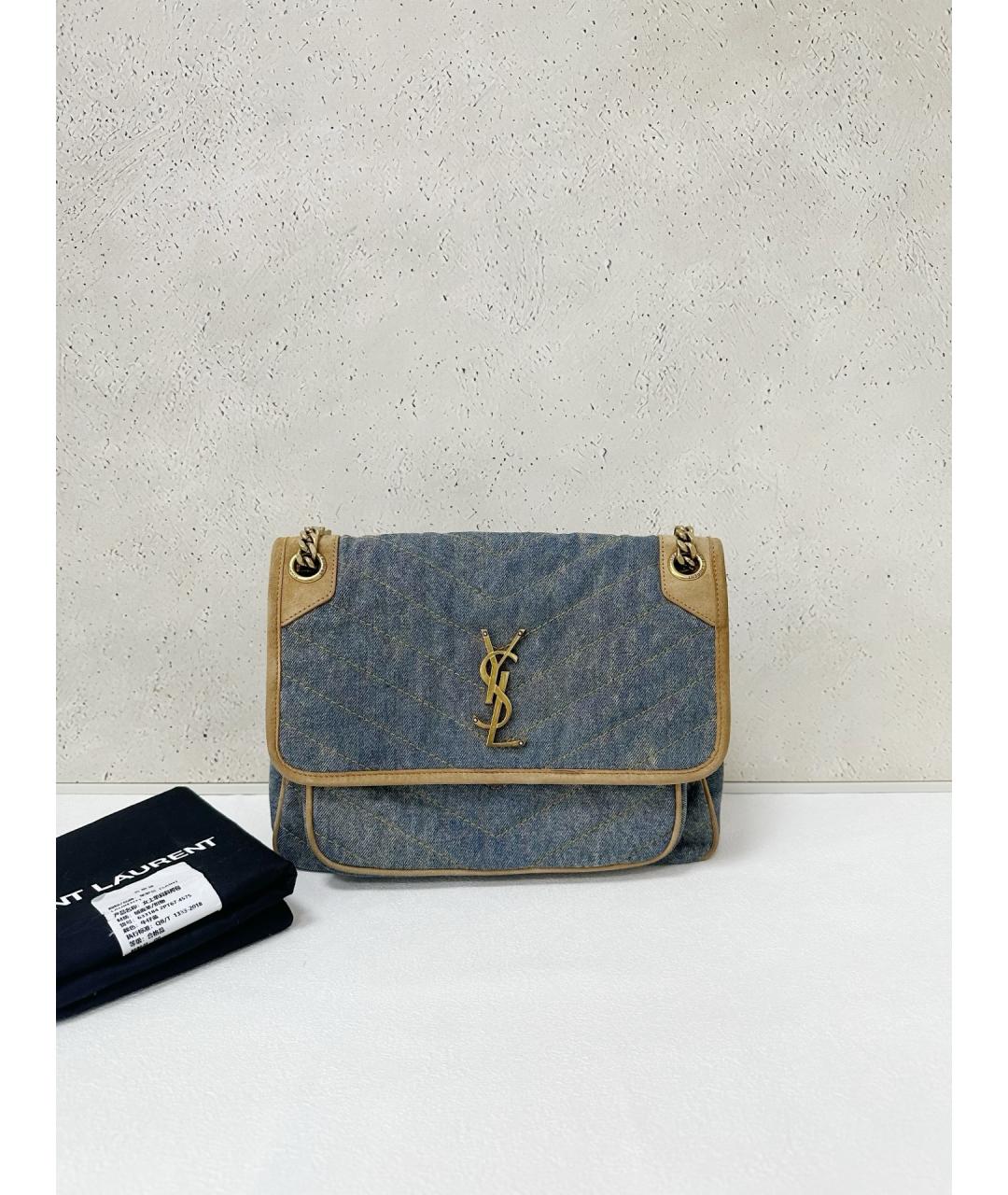 SAINT LAURENT Голубая деним сумка через плечо, фото 7