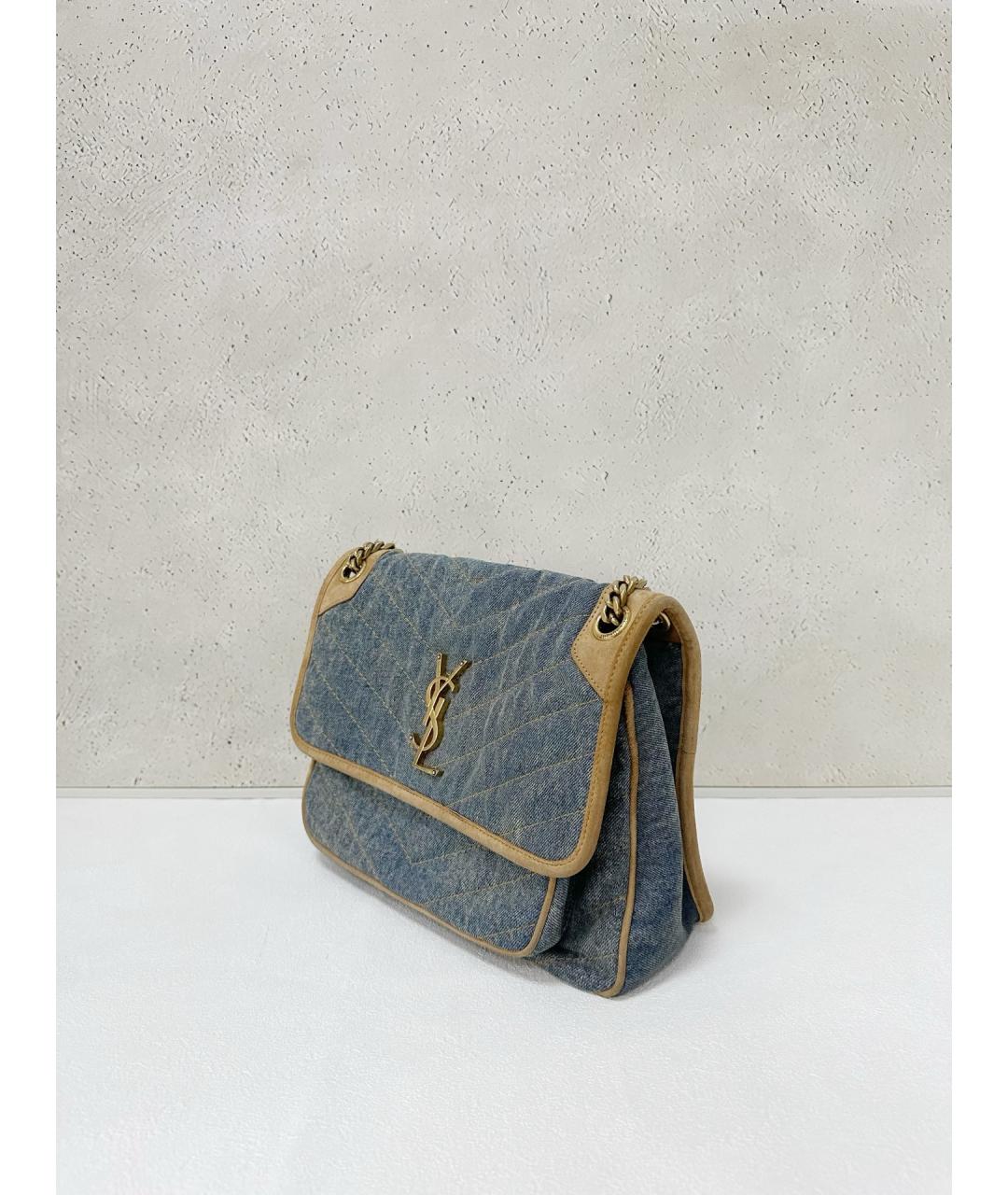 SAINT LAURENT Голубая деним сумка через плечо, фото 3