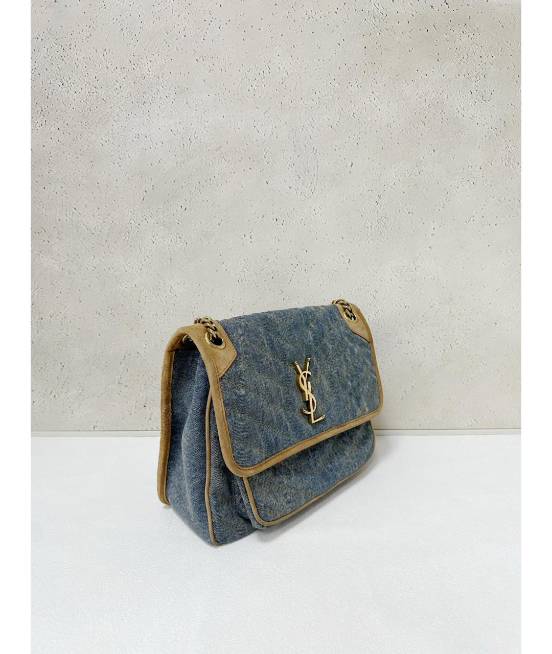SAINT LAURENT Голубая деним сумка через плечо, фото 4