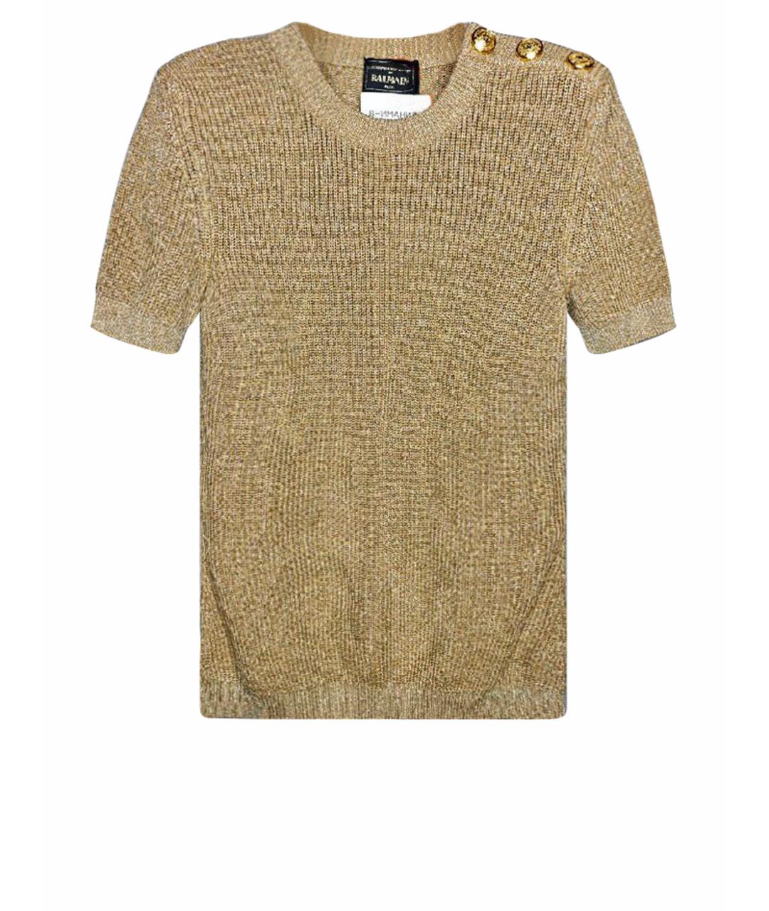 BALMAIN Золотая хлопковая футболка, фото 1