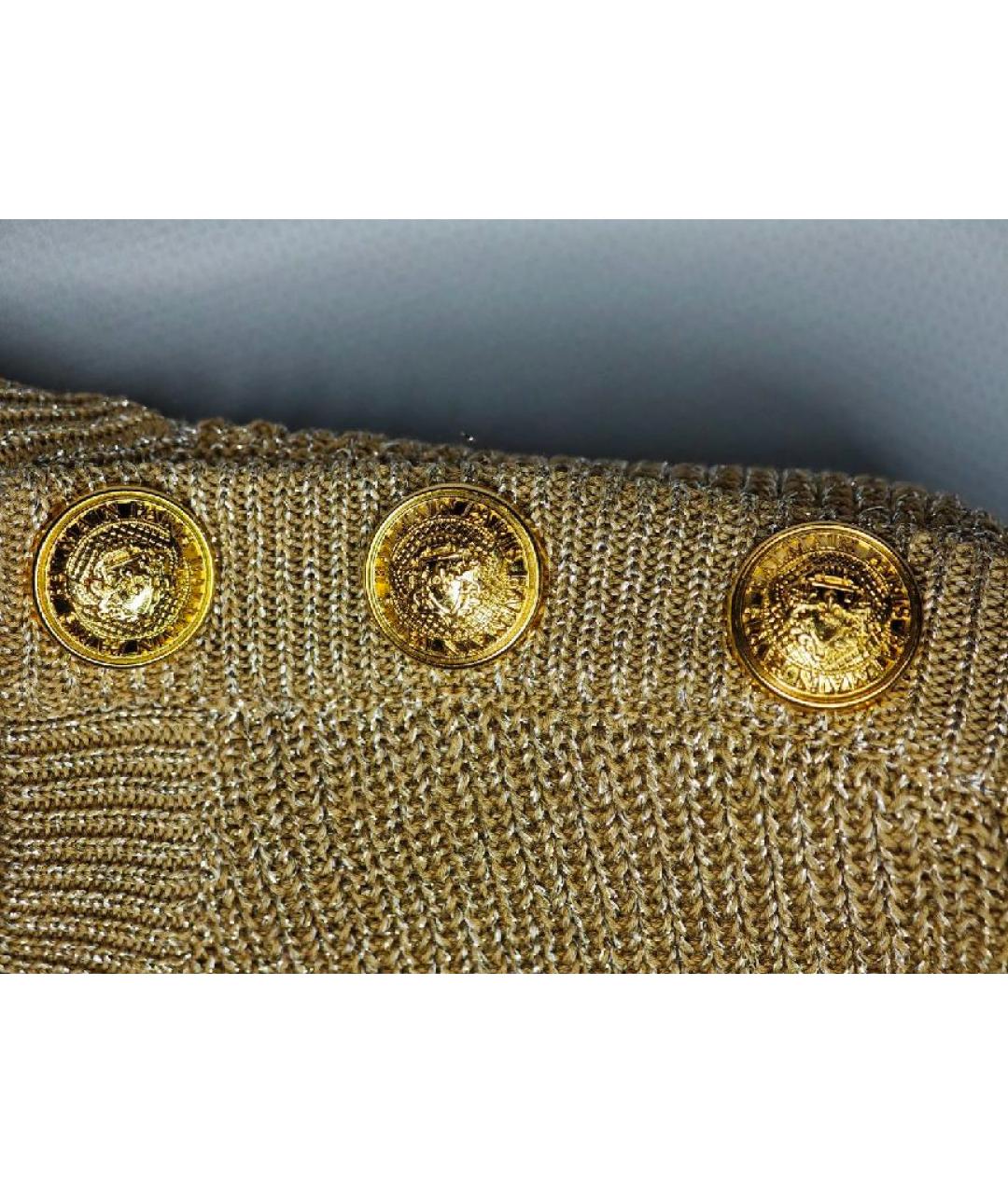 BALMAIN Золотая хлопковая футболка, фото 4