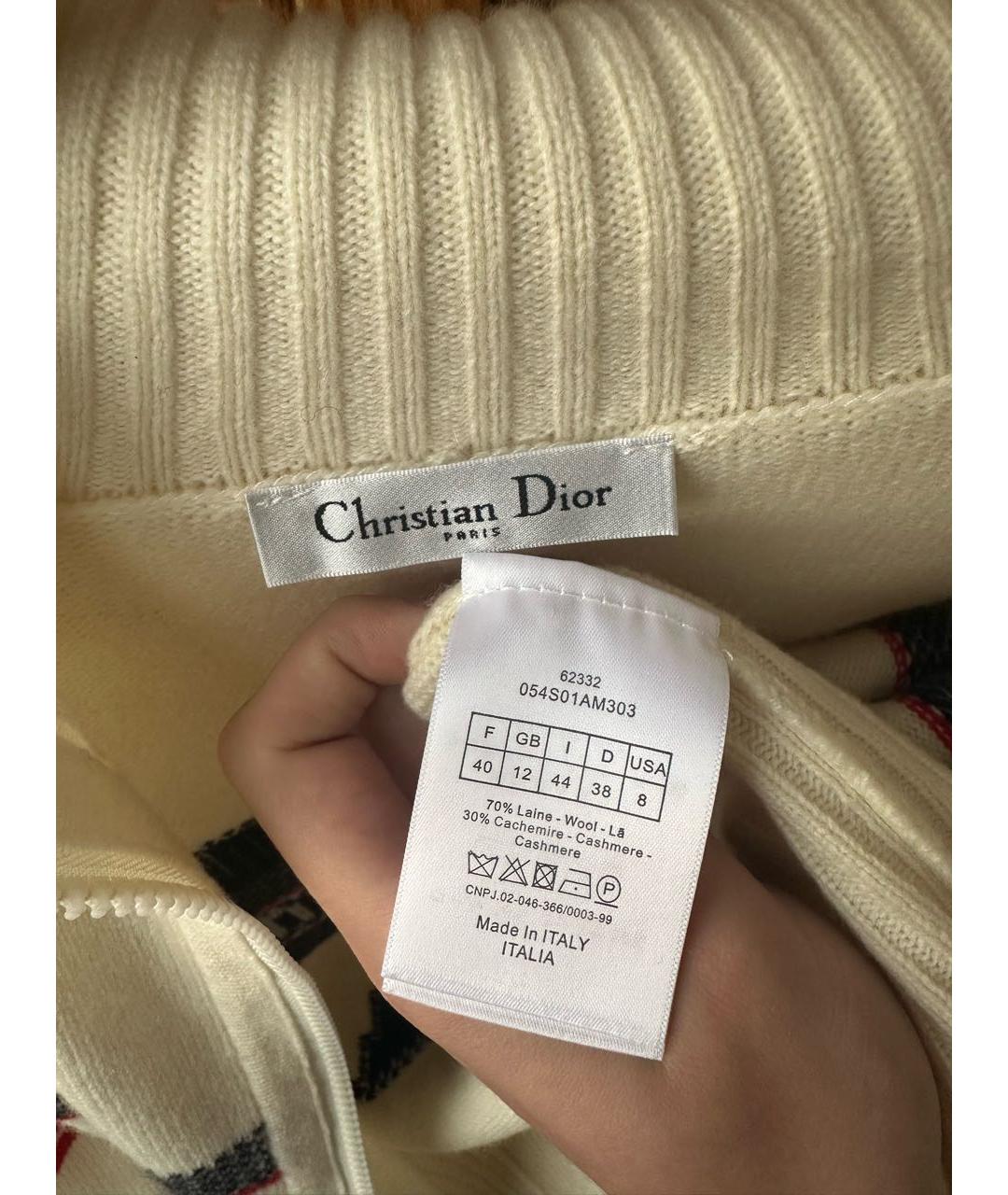 CHRISTIAN DIOR Белый шерстяной джемпер / свитер, фото 3