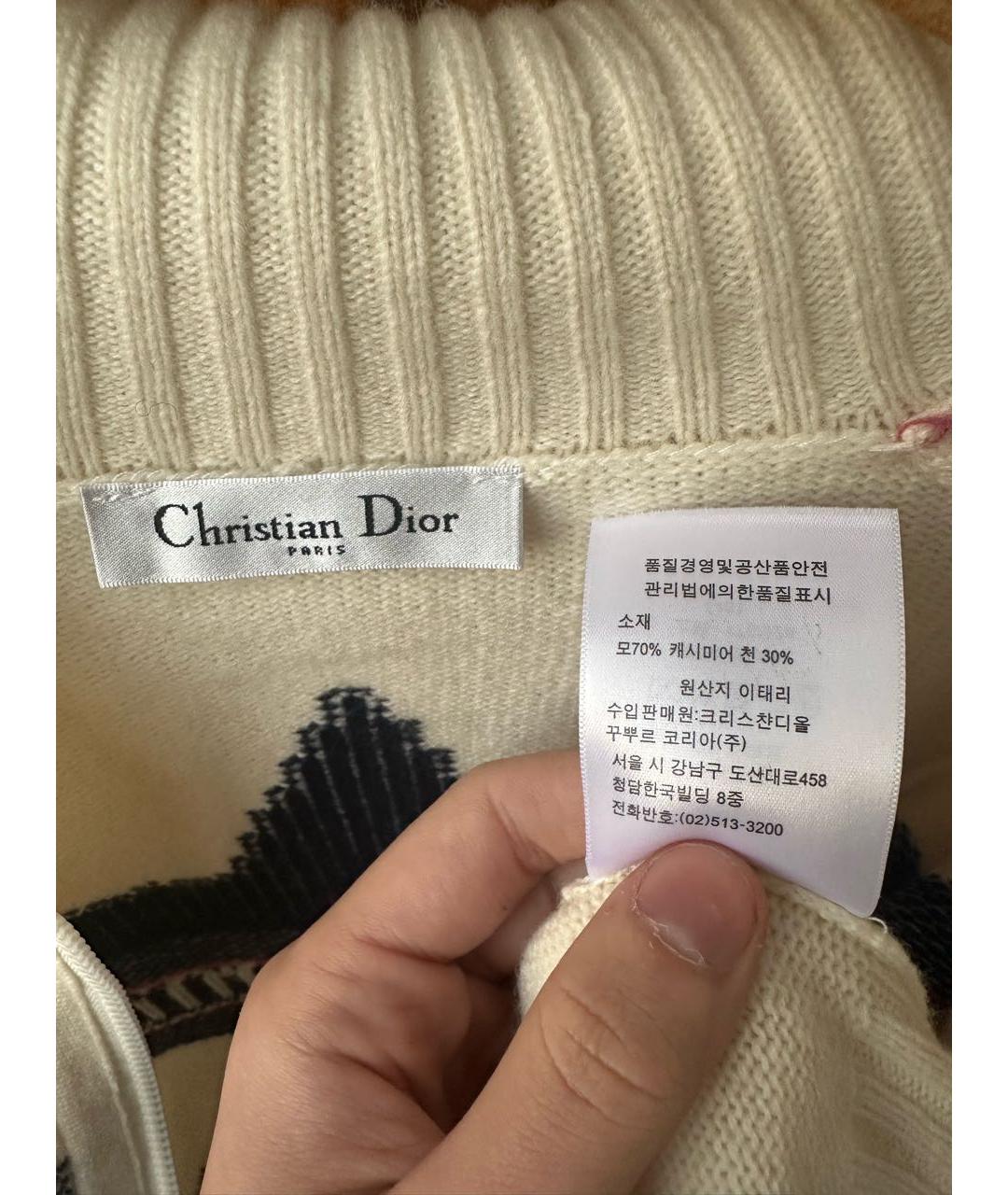 CHRISTIAN DIOR Белый шерстяной джемпер / свитер, фото 6