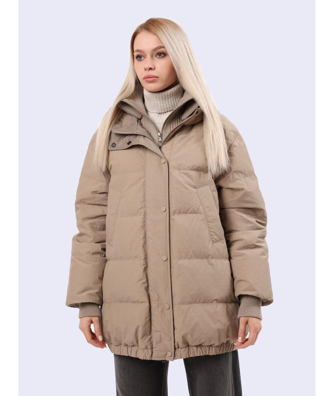 BRUNELLO CUCINELLI Бежевый полиамидовый пуховик, фото 4