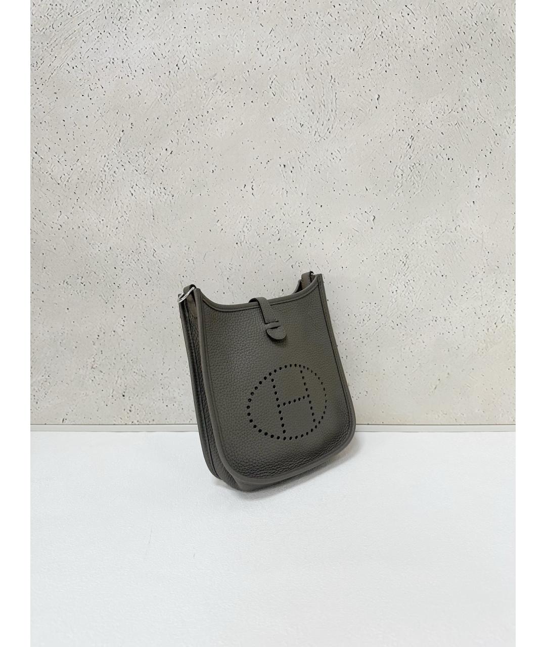 HERMES Серая кожаная сумка через плечо, фото 3
