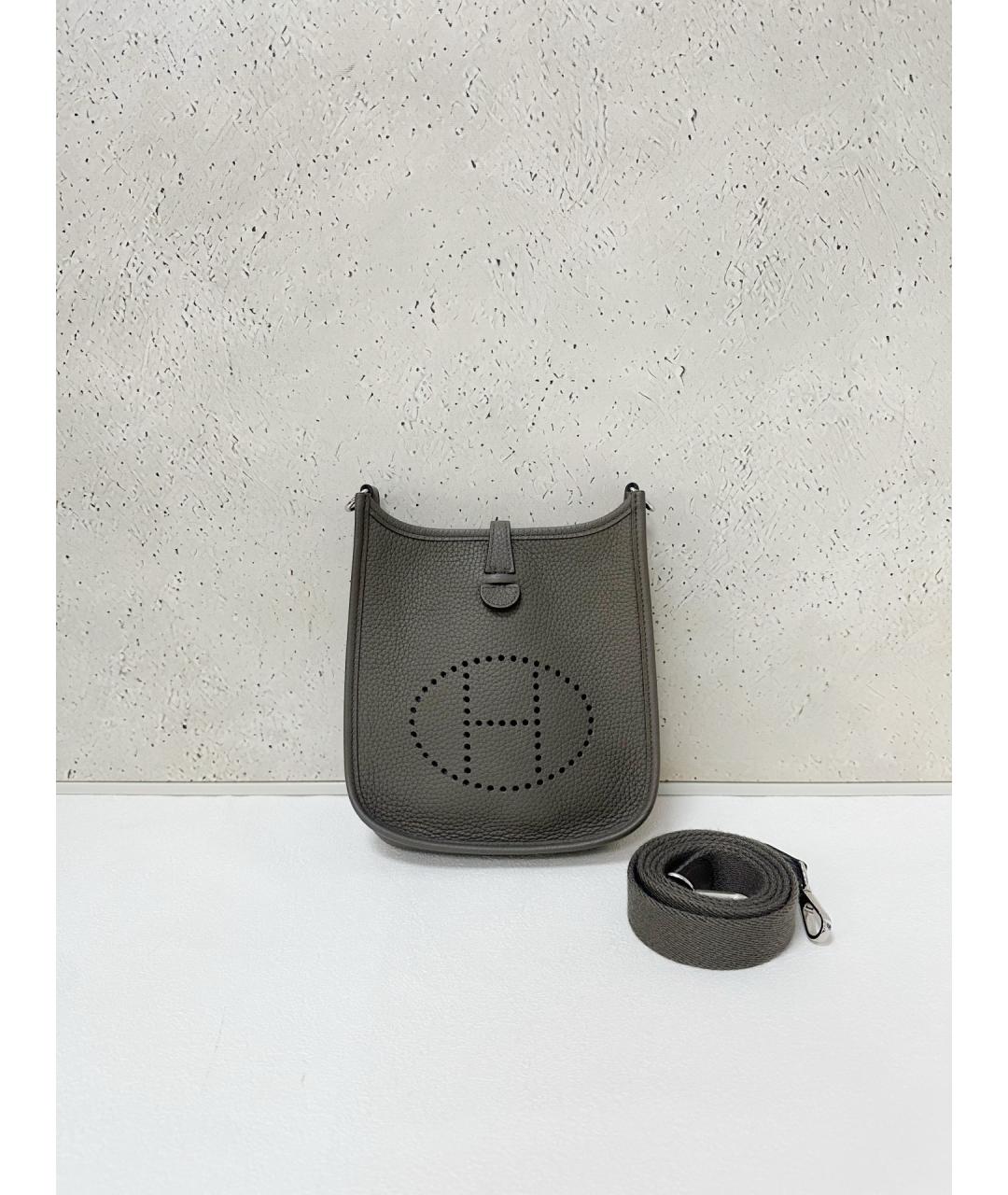 HERMES Серая кожаная сумка через плечо, фото 7