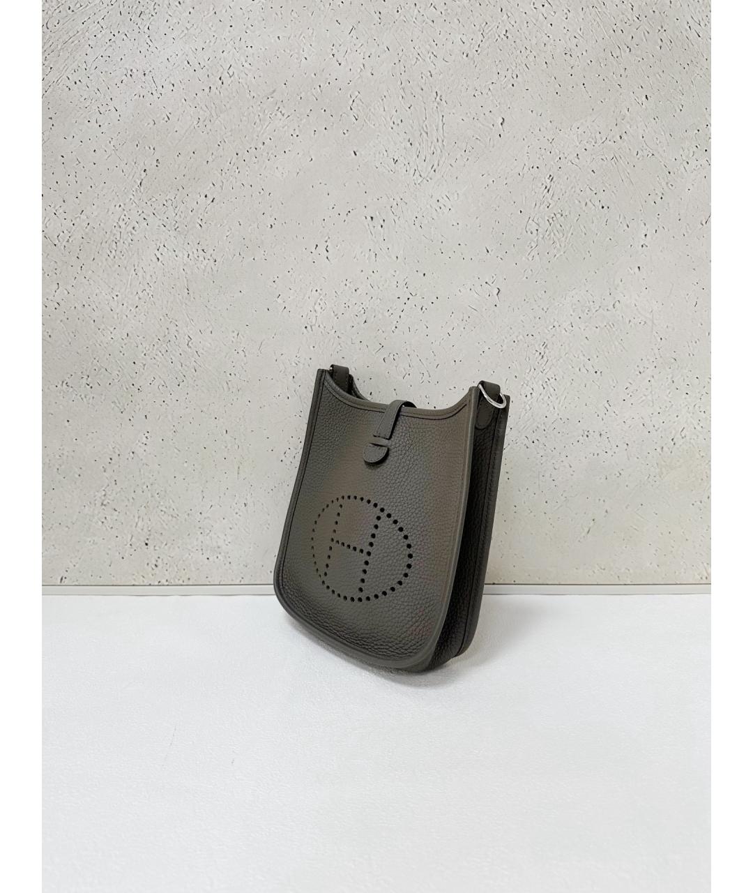 HERMES Серая кожаная сумка через плечо, фото 4