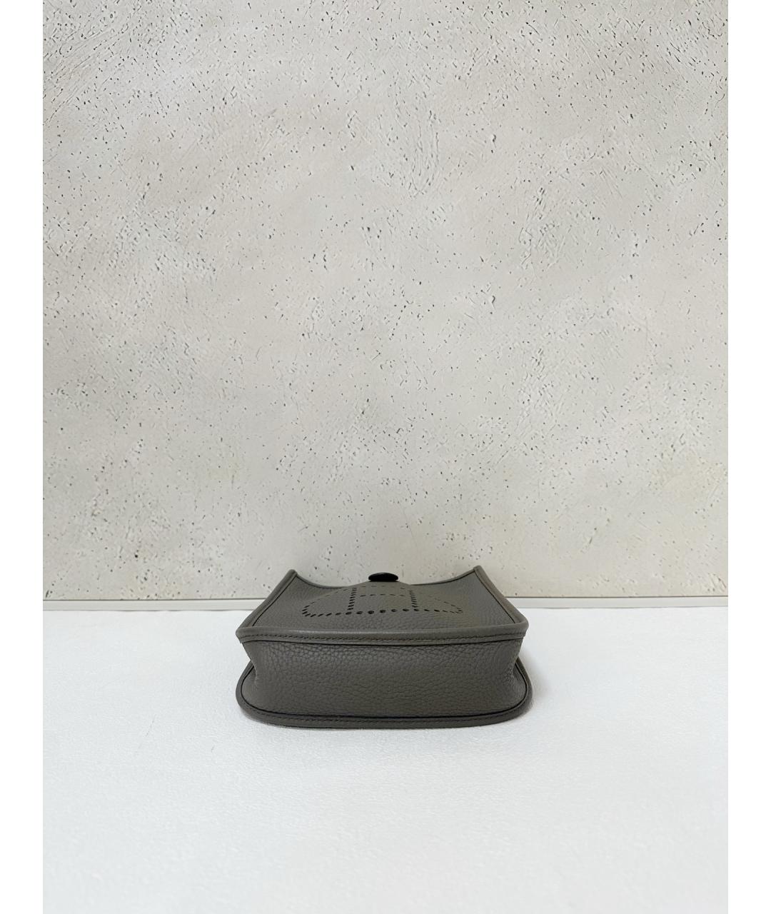 HERMES Серая кожаная сумка через плечо, фото 5