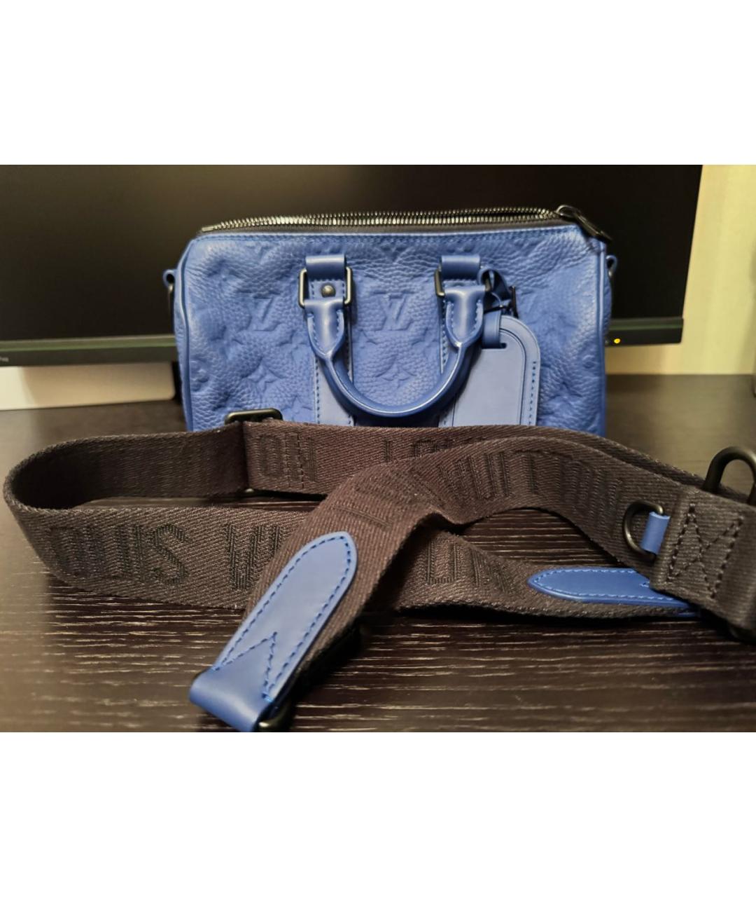 LOUIS VUITTON Синяя кожаная сумка тоут, фото 2