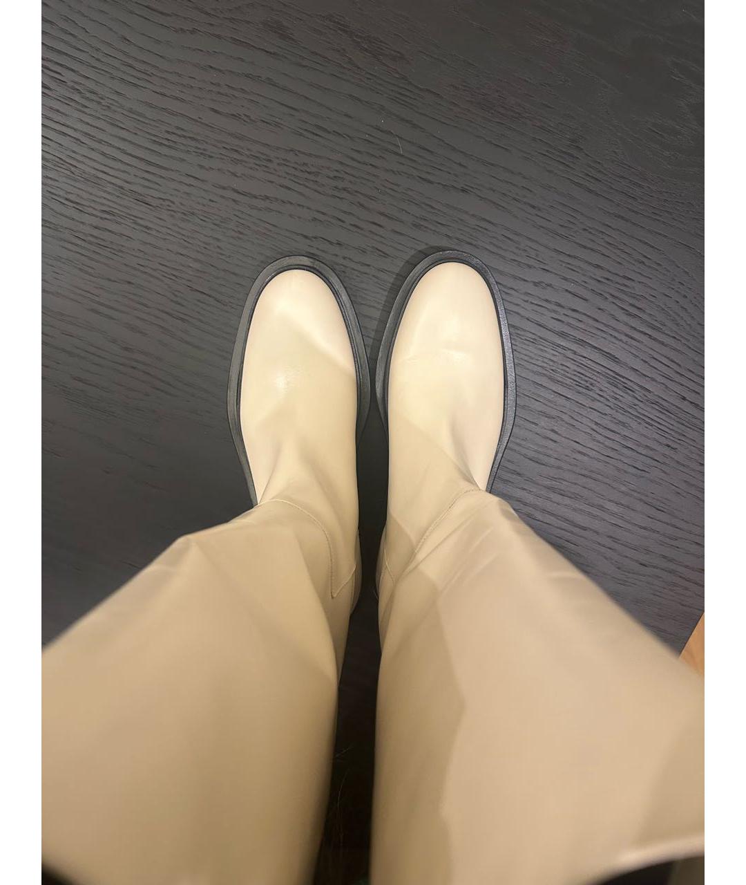 JIL SANDER Белые кожаные сапоги, фото 5