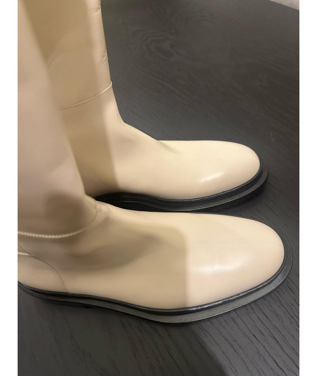 JIL SANDER Белые кожаные сапоги, фото 3