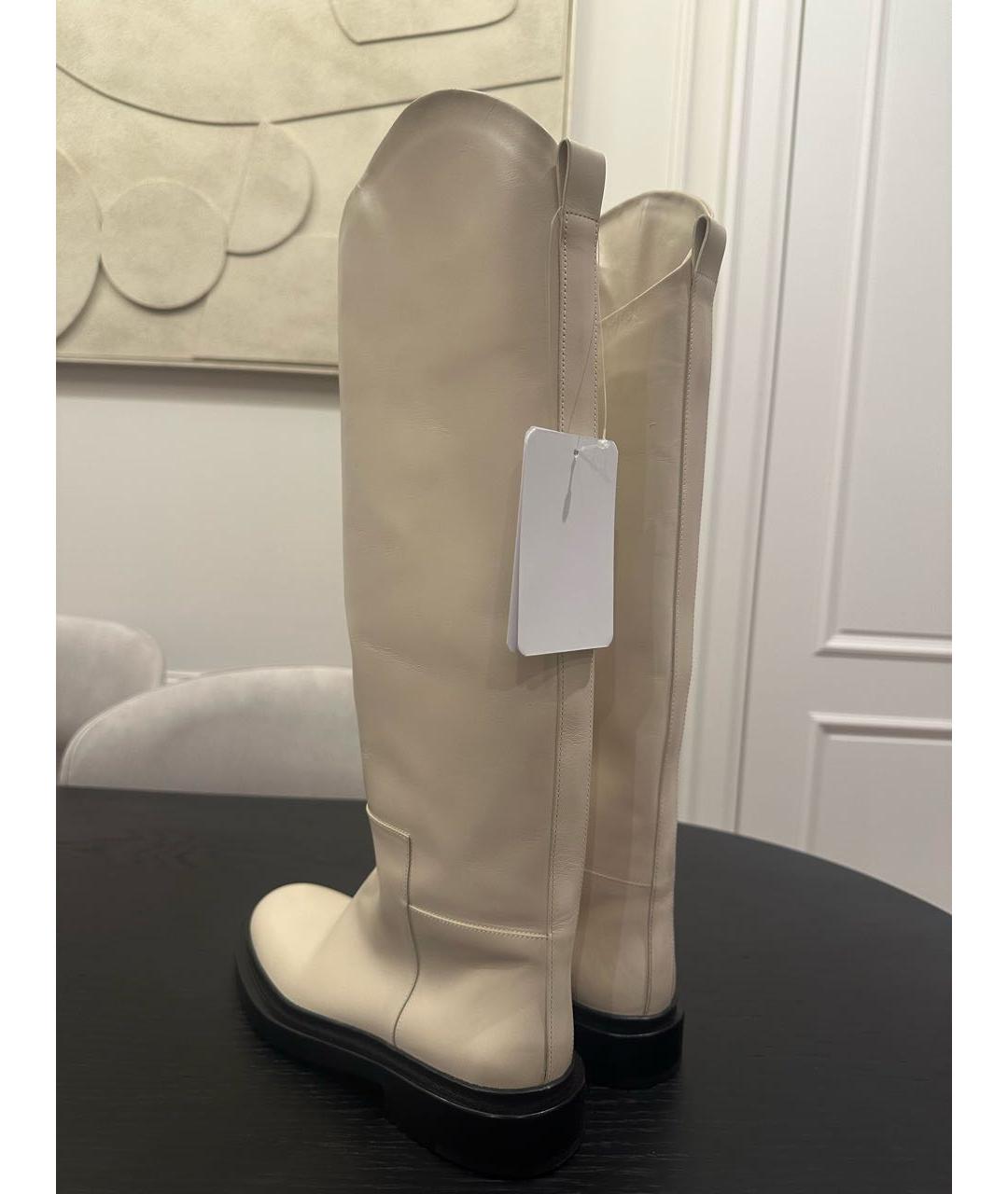 JIL SANDER Белые кожаные сапоги, фото 4