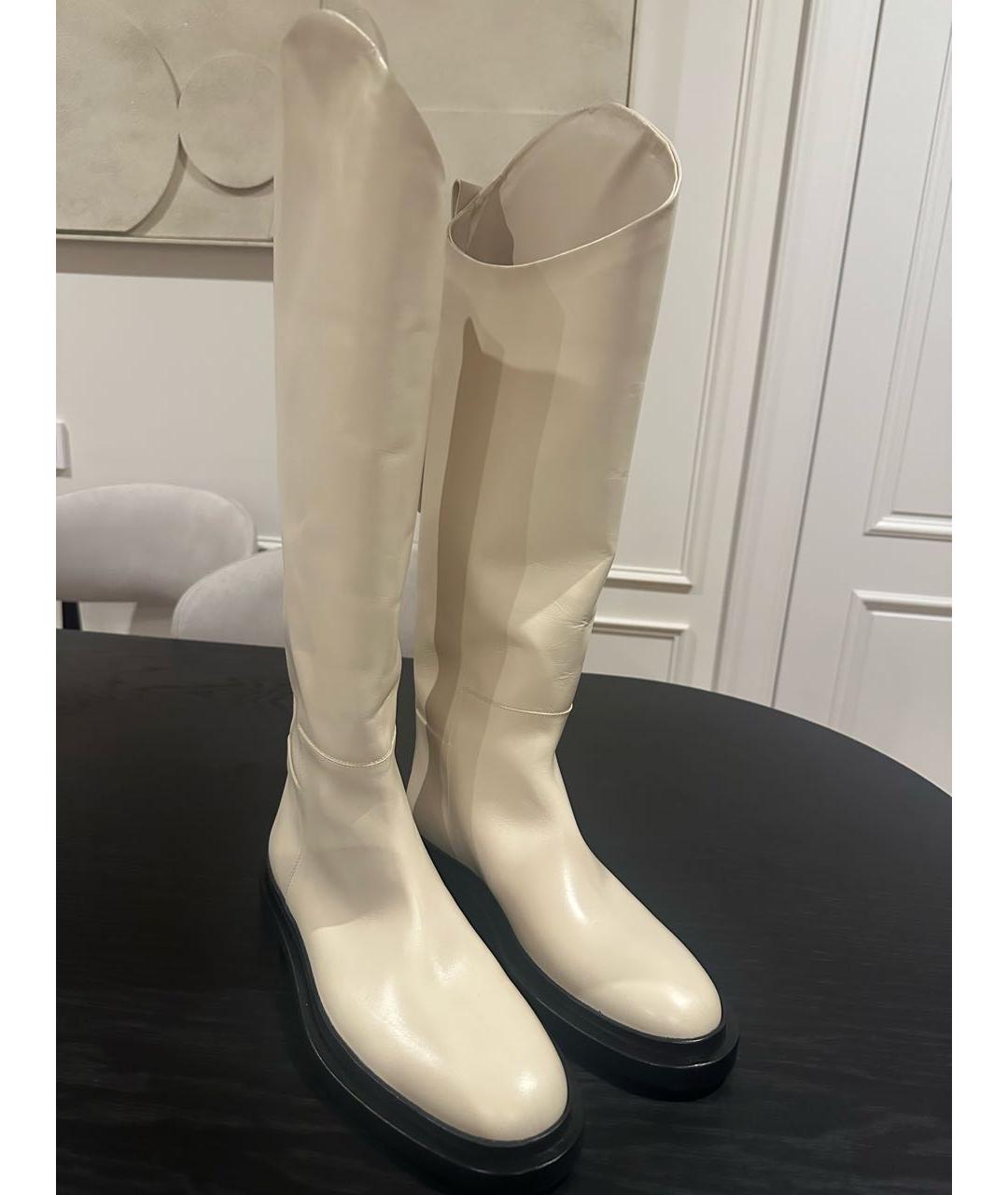 JIL SANDER Белые кожаные сапоги, фото 2