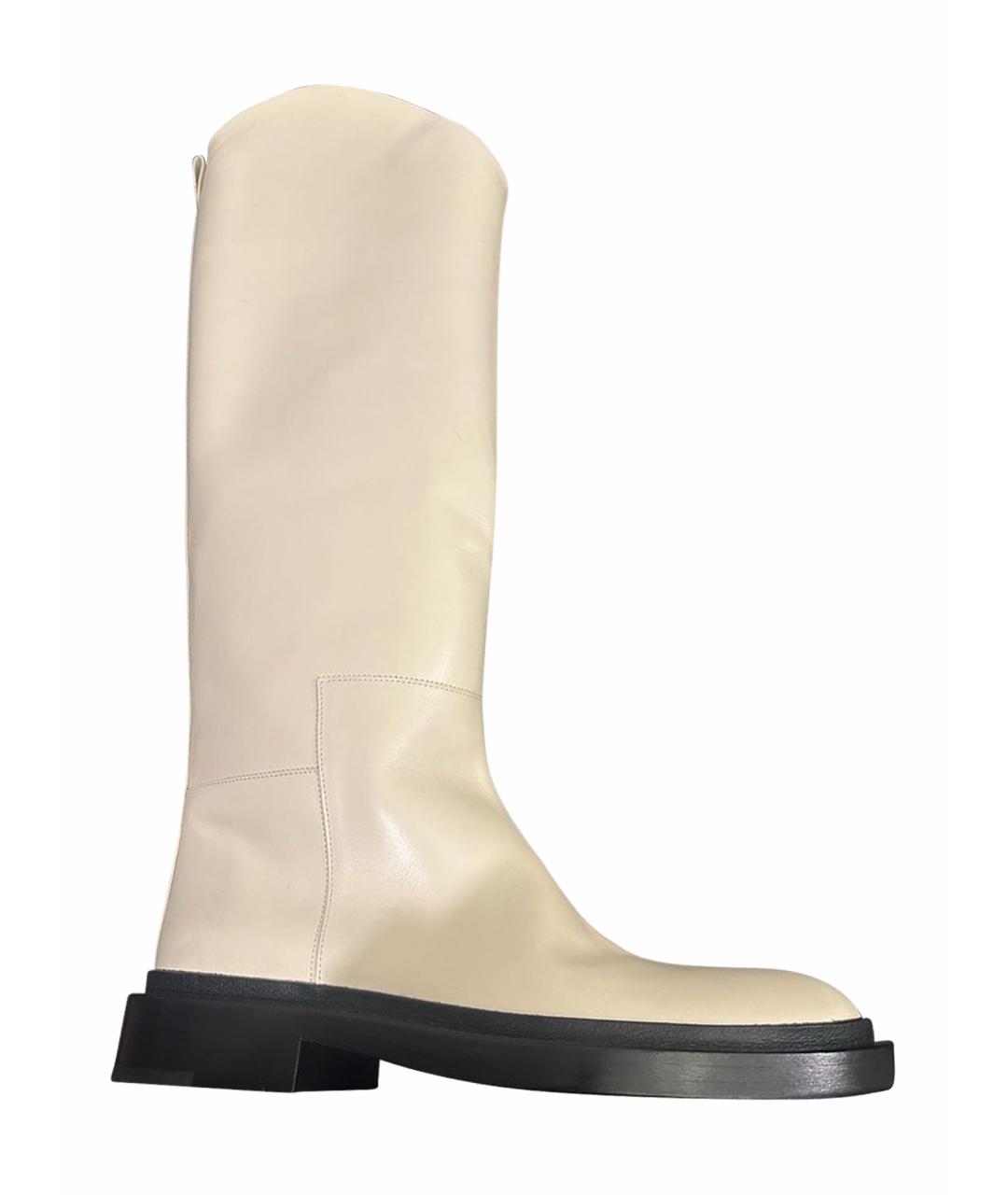 JIL SANDER Белые кожаные сапоги, фото 1