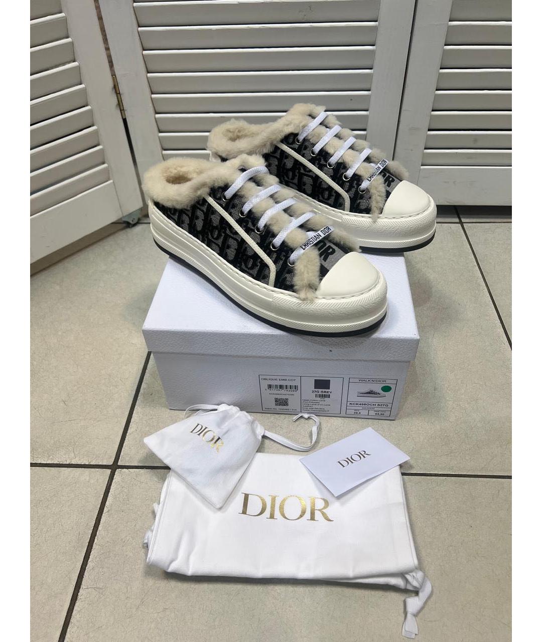 CHRISTIAN DIOR Серые текстильные кеды, фото 2