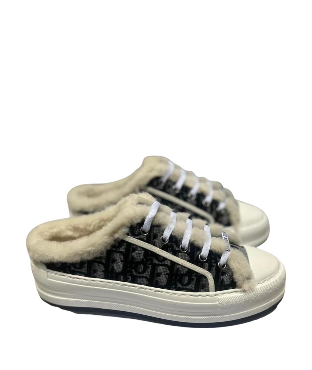 CHRISTIAN DIOR Серые текстильные кеды, фото 1