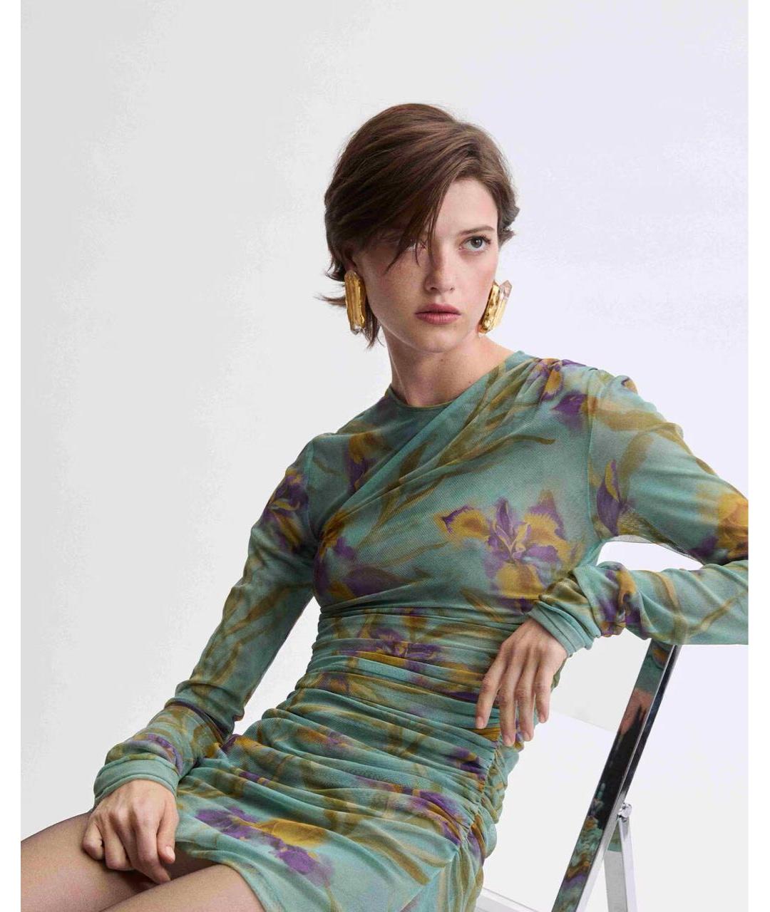 SAINT LAURENT Зеленые полиамидовое повседневное платье, фото 2