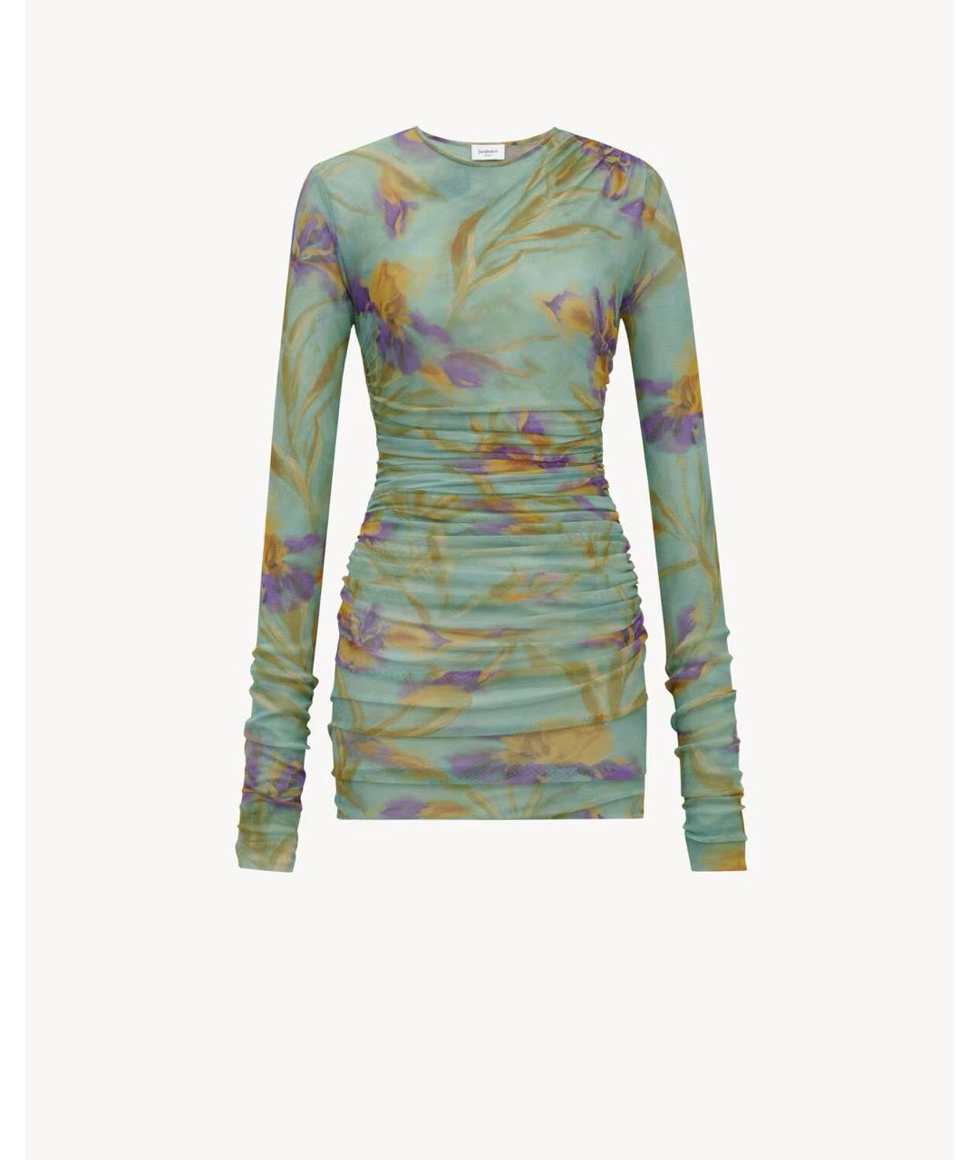 SAINT LAURENT Зеленые полиамидовое повседневное платье, фото 4