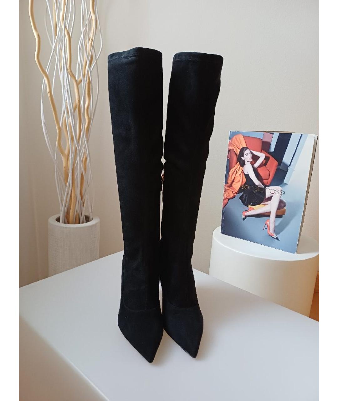 SERGIO ROSSI Черные замшевые сапоги, фото 6