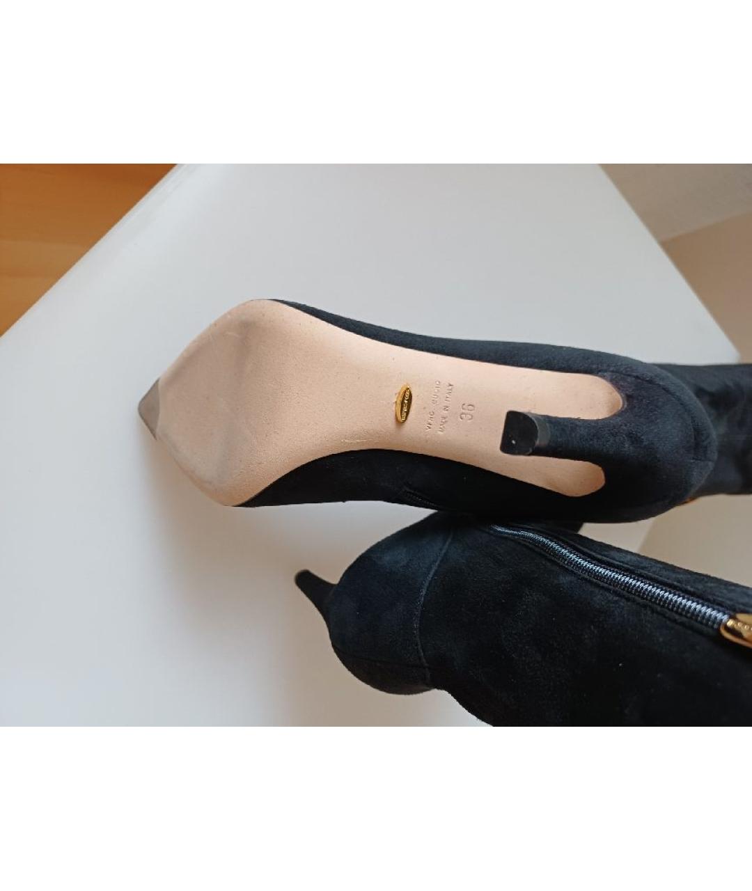 SERGIO ROSSI Черные замшевые сапоги, фото 8