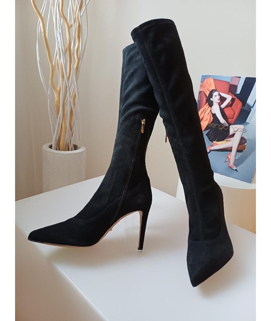 SERGIO ROSSI Черные замшевые сапоги, фото 4