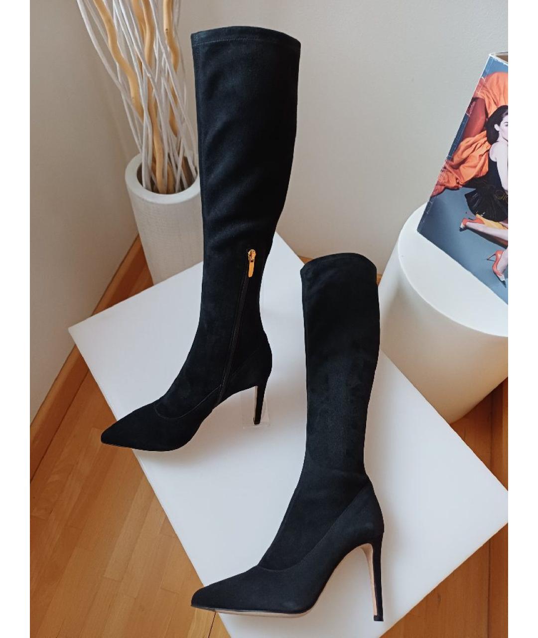 SERGIO ROSSI Черные замшевые сапоги, фото 3