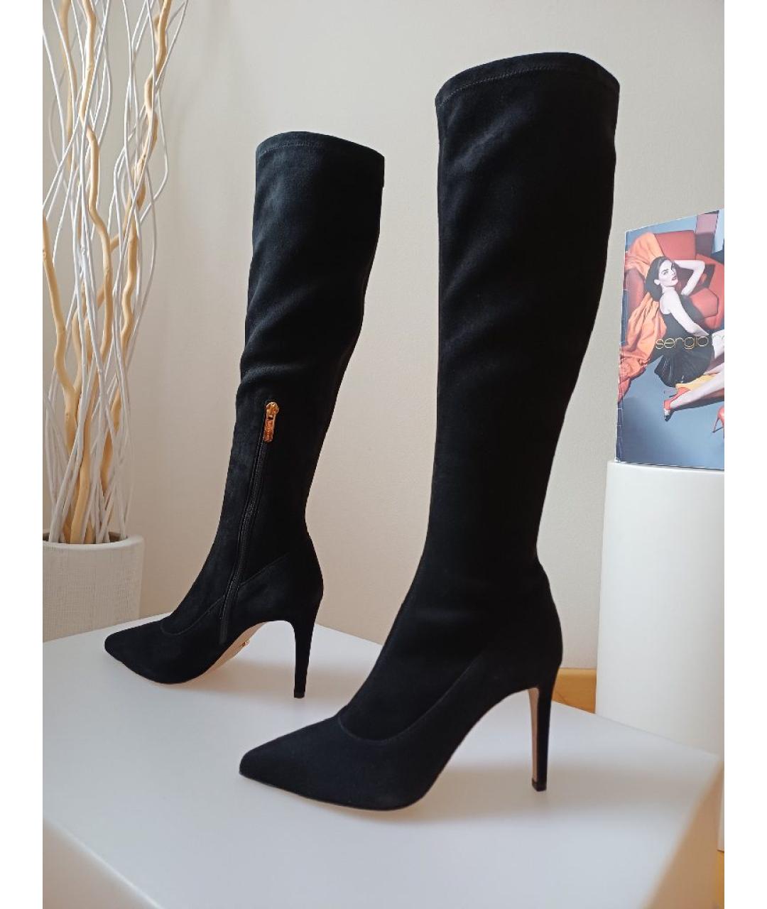 SERGIO ROSSI Черные замшевые сапоги, фото 5