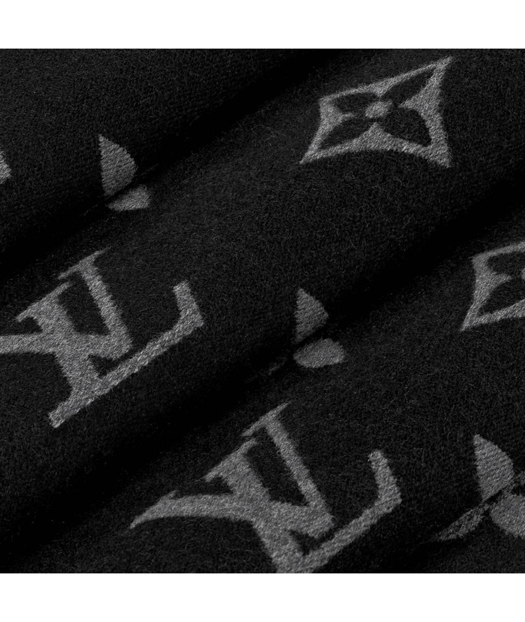 LOUIS VUITTON Черный шерстяной шарф, фото 4