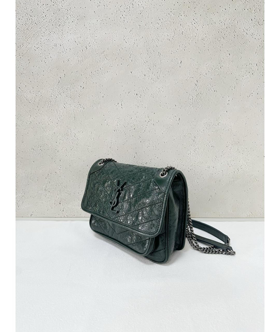 SAINT LAURENT Зеленая кожаная сумка через плечо, фото 3