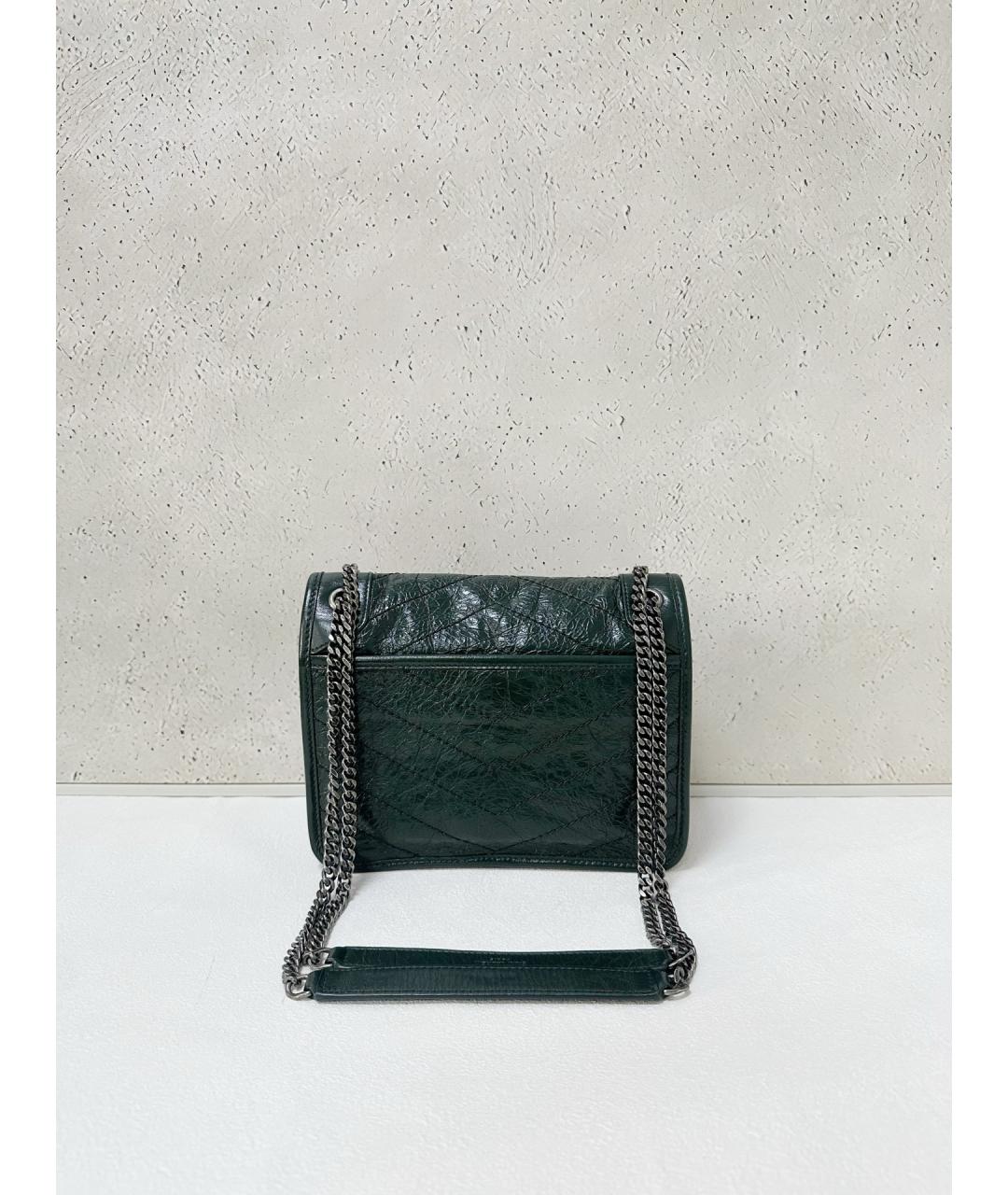 SAINT LAURENT Зеленая кожаная сумка через плечо, фото 2