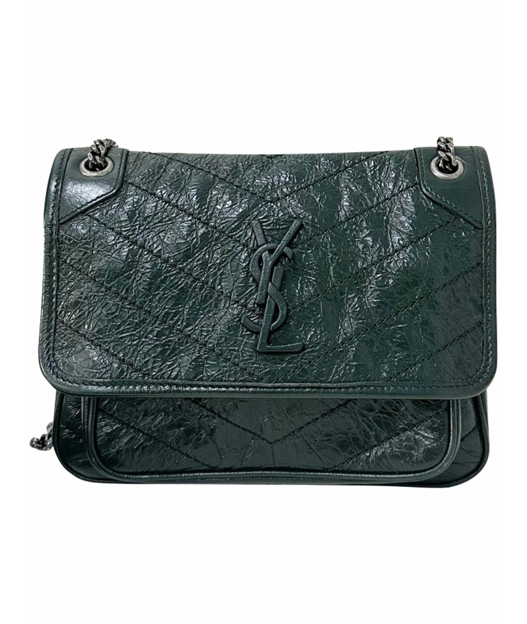 SAINT LAURENT Зеленая кожаная сумка через плечо, фото 1